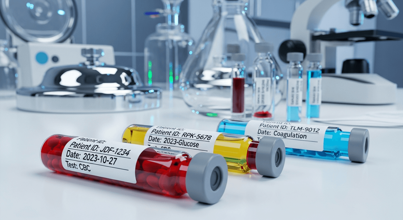 Nahaufnahme von Blutröhrchen in einem modernen Labor